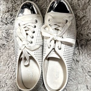 COACH 8 1/2 off white, studded tennis shoes
